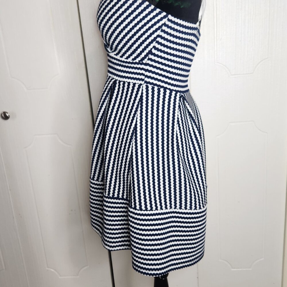 Charlotte Russe Nautical Sailor Navy Blue Flare Skater Dress - Picture 10 of 15